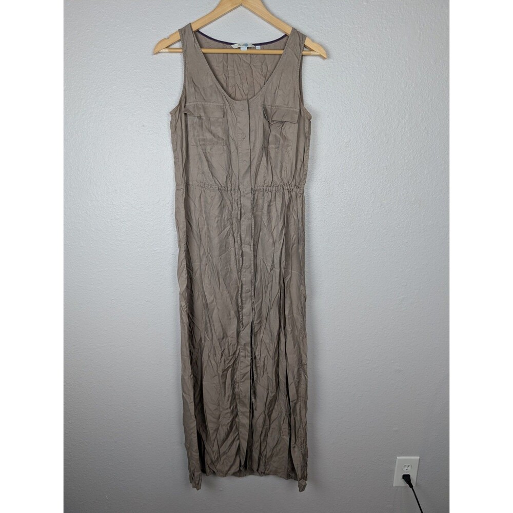 Boden Beige Button Up Dress Size 6 Front Pocket